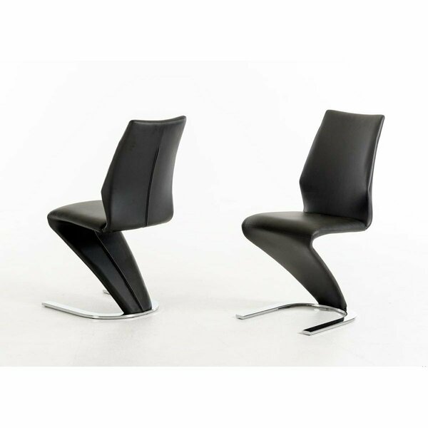 Homeroots Modern Leatherette Dining Chair, Black, 2PK 283361